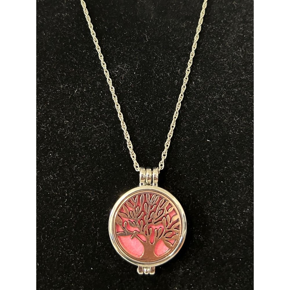 Tree of Life Aromatherapy Diffuser 24” Necklace Pendant Silver Bronze Tone